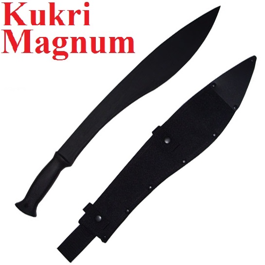 Kukri Machete Magnum con Lama Nera - macete nepalese con lama e fodero nero - pugnale kukri del nepal modello machete con lama nera